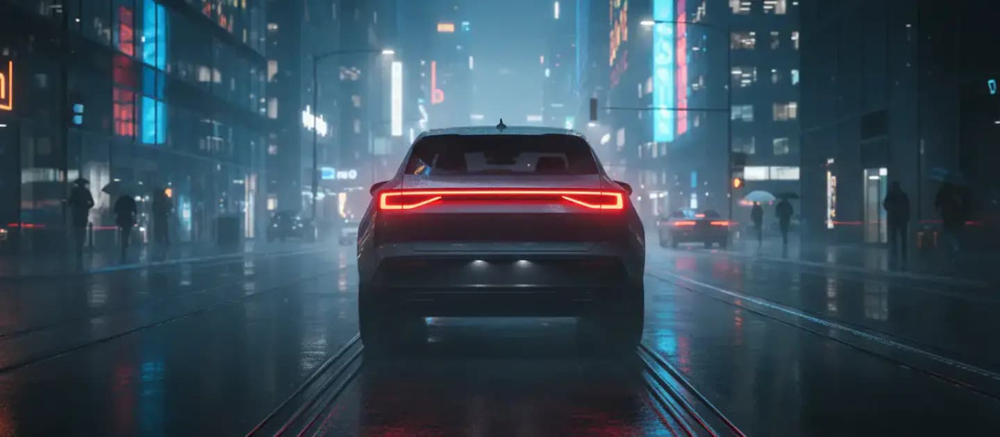 Vehicle taillights at night behind the VIN check call to action